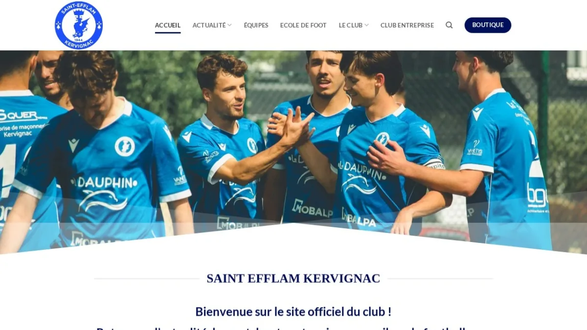 Site internet créé pour Saint Efflam Kervignac, club de football
